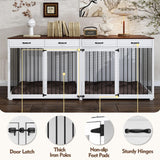 Timechee Extra Large Dog Crate with Double Rooms, 93" Heavy Duty Wooden Dog Cage Furniture Dog Crate Kennel w/Drawers & Removable Divider,Indoor Luxury Dog House for Large Dogs,White Timechee