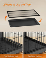 Feandrea Dog Crate Furniture, 44.1" Side End Table, Modern Kennel for Dogs Indoor up to 80 lb, Heavy-Duty Dog Cage with Multi-Purpose Removable Tray, Double-Door Dog House, Ink Black UPFC004B01 Feandrea