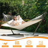 Lazy Daze Hammocks Quilted Fabric Hammock with 12 Feet Stand, 2 People Double Hammock with Stand for Outdoor Indoor Patio Garden Backyard, 450 lbs Capacity, Beige Lazy Daze Hammocks