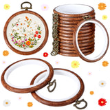 Burbell 15 Pcs Spring Round Embroidery Hoops Frame Circle Rubber Hoops Ring Display Cross Stitch Ornament Imitated Wood Frame Kits for Christmas in July Craft Sewing DIY Hanging Gifts(4 Inch) Burbell