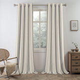 DriftAway Farmhouse Linen Blend Blackout Curtains 84 Inches Long for Bedroom Vertical Striped Printed Linen Curtains Thermal Insulated Lined Treatments for Living Room 2 Panels W52 x L84 Grey DriftAway