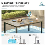 MFSTUDIO 64"x38" Rectangle Outdoor Dining Table, Patio Furniture Wood-Like Tabletop with Adjustable Umbrella Hole for Deck,Backyard,Lawn,Garden MFSTUDIO