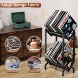 BOEASTER Vinyl Record Storage Rack, Record Holder 160-200 LP Storage Shelf Display Stand for Albums Books Magazines Files, Matte Black BOEASTER