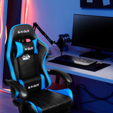 N-GEN Video Gaming Chair with Footrest High Back Ergonomic Comfortable Office Computer Desk with Lumbar Support Height Adjustable with PU Leather Recliner for Adults Women Men (Blue) NEO CHAIR