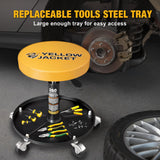 YELLOW JACKET Rolling Mechanic Stool with Wheels Pneumatic Garage Shop Seat Adjustable Height Roller Mechanics Creeper Chair with Tool Tray for Auto Repair YELLOW JACKET