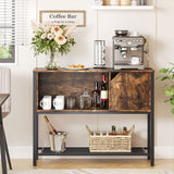 Bestier Coffee Bar with Storage Buffet Cabinet Kitchen Sideboard with Adjustable Shelves Console Table for Kitchen Dinning Room Living Room Hallway Entrance, Rustic Brown Bestier