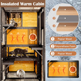 Merax Large Cat Catio 4 Tiers Cat Enclosure for Outdoor, Cat House Weatherproof Attached to Window for Multiple Cats with Platforms and Resting Rooms, Brown Merax