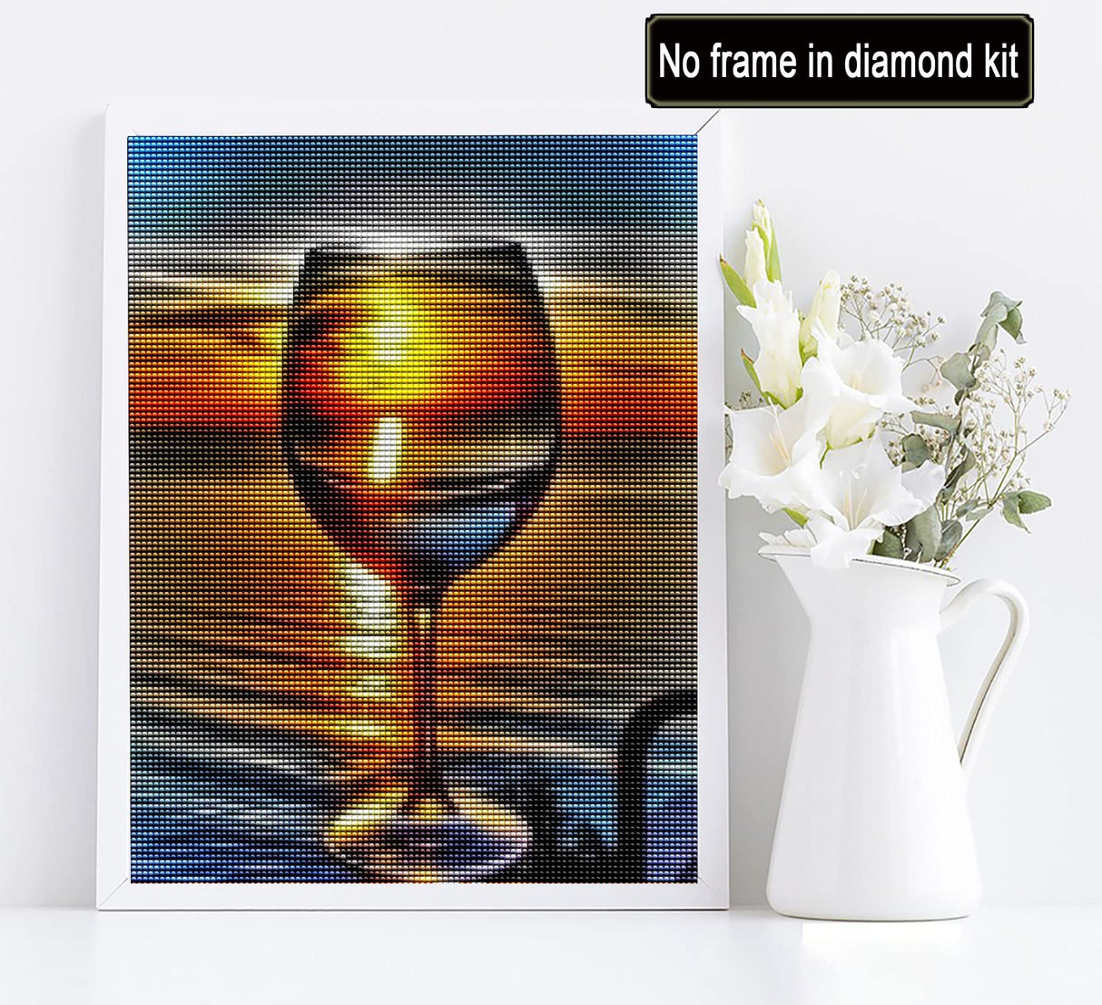 Diymood Painting5D Diamond Painting Landscape Goblet, Paint with Diamonds DIY Diamond Art Sunset Ocean, Diymood painting by Number Kits Full Drill Rhinestone for Home Wall Decor 12x16inch Diymood