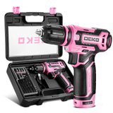 Cordless Drill：DEKOPRO 12V Power Drill Set with Pink Electric Drill with Tool Set Gift Box, Pink Drill Set for Women DEKOPRO