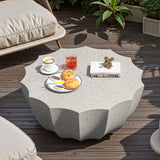 35" Outdoor Round Coffee Table Modern Stylish Design Waterproof & Moisture-Proof No Assembly Required Outdoor Coffee Table for Patio, Garden, Backyards - US Warehouse (White) HMHKHN