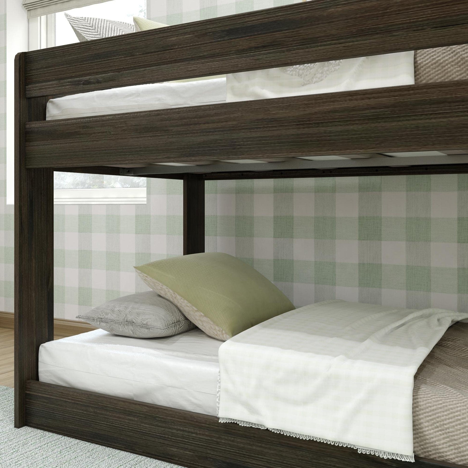 Max & Lily Barnwood Brown Twin Low Bunk Bed - Modern Farmhouse Style for Kids - WoodArtSupply