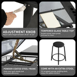 Upgraded Drafting Table with Stool, Painting Table Hand Crank Adjustable Drawing Desk with Drawers, Tiltable Glass Tabletop Diamond Painting Table, Multifunctional Drawing Tables for Artists & Reader KUTOLAKI