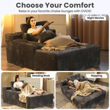 ovios 67''x48'' Chaise Lounge Chair Indoor, Upholstered Sofa Bed with 2 Throw Pillows and Armrests, Comfy Fluffy Plush Oversized Sleeper Couch for Living Room, Grey ovios