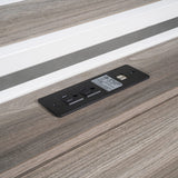 Full Bed Frame with Trundle and Outlet & USB Ports Metal Platform Bed with Wooden Storage Headboard, Full Size Metal Panel Bed with with Shelf, Noise-Free, No Box Spring Needed, White Bellemave