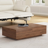 Mid-Century Modern Expandable Coffee Table (47.2"-81.8" Adjustable Centerpiece),Center Table with Large Storage for Living Room Living Rooms, Bedrooms, or Lounge Spaces,Walnut NessCarsti