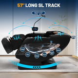 4D Massage Chair Full Body, Zero Gravity Chair with 57'' Dual-core SL Track, Music Synced Massage Recliner, Deep Yoga Stretch with Body Scan, Foot Rollers, Heating, Upgraded Calf, Bluetooth, Black Hitree
