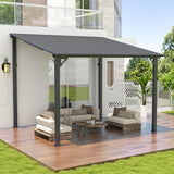 COBANA 8' x 10' Gazebo, Hardtop Wall Mounted Lean to Gazebo Pergola with Metal Roof for Patio, Deck, Backyard COBANA