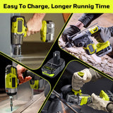 2Pack 3.0Ah P102 18V Lithium Replacement for Ryobi Battery+ P117 Charger with Dual USB Compatible with Ryobi 18v Battery P108 P107 P104 P105 P102 P103 Charger with P117 P118 P119 P113 BCL1418 LUMSING