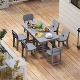 BIVODA 5-Piece HDPE Outdoor Patio Dining Set (Includes 1 Square Table and 4 Chairs) (All-Weather, Easy to Assemble, Umbrella Hole, 10+ Years of Lifespan) - Grey BIVODA