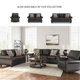 Signature Design by Ashley Chatterton Rustic Faux Leather Loveseat with Nailhead Trim and 2 Throw Pillows, Black Signature Design by Ashley