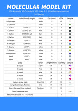 Swpeet 307 Pcs Molecular Model Kit for Organic and Inorganic Chemistry - Chemistry Molecular Model Student and Teacher Set - 126 Atoms & 30 Orbitals & 150 Links & 1 Short Link Remover Tool Swpeet