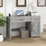 Farmhouse 47" Executive Desk, Computer Desk with Drawers and Storage Cabinet, Workstation Computer Desk for Study and Home Office, Gray Vabches