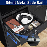 Yizosh Locking Cabinet with 2 Drawers, Metal Storage Cabinet with Locking Doors and Shelves - 41.3" Steel Lockable Storage Cabinet, Metal Cabinet for Home Office, Garage, School (Black) Yizosh