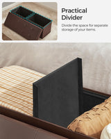SONGMICS 43 Inches Folding Storage Ottoman Bench, Storage Chest, Footrest, Coffee Table, Padded Seat, Faux Leather, Holds up to 660 lb, Brown ULSF703, L(15 x 43 x 15 Inches) SONGMICS
