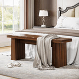 Tribesigns Wooden Entryway Bench, 47-Inch Wood Dining Table Bench with Sturdy Frame for Dining Room Bedroom Living Room Hallway Kitchen, Easy Assembly (Walnut) Tribesigns