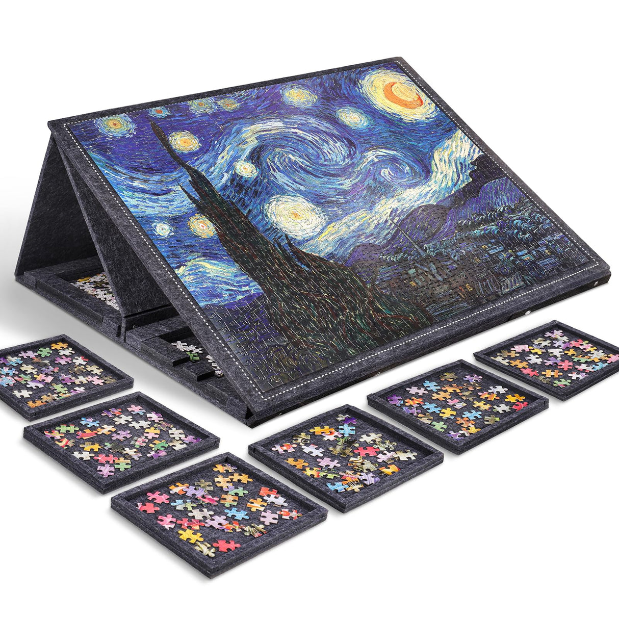 Pllieay 1000 Pieces Jigsaw Puzzle Board with 6 Drawers and Cover, 30"x22" Felt Jigsaw Puzzle Table for Adults, Portable Puzzle Organizer & Storage System, Puzzle Accessories Birthday Gift Pllieay