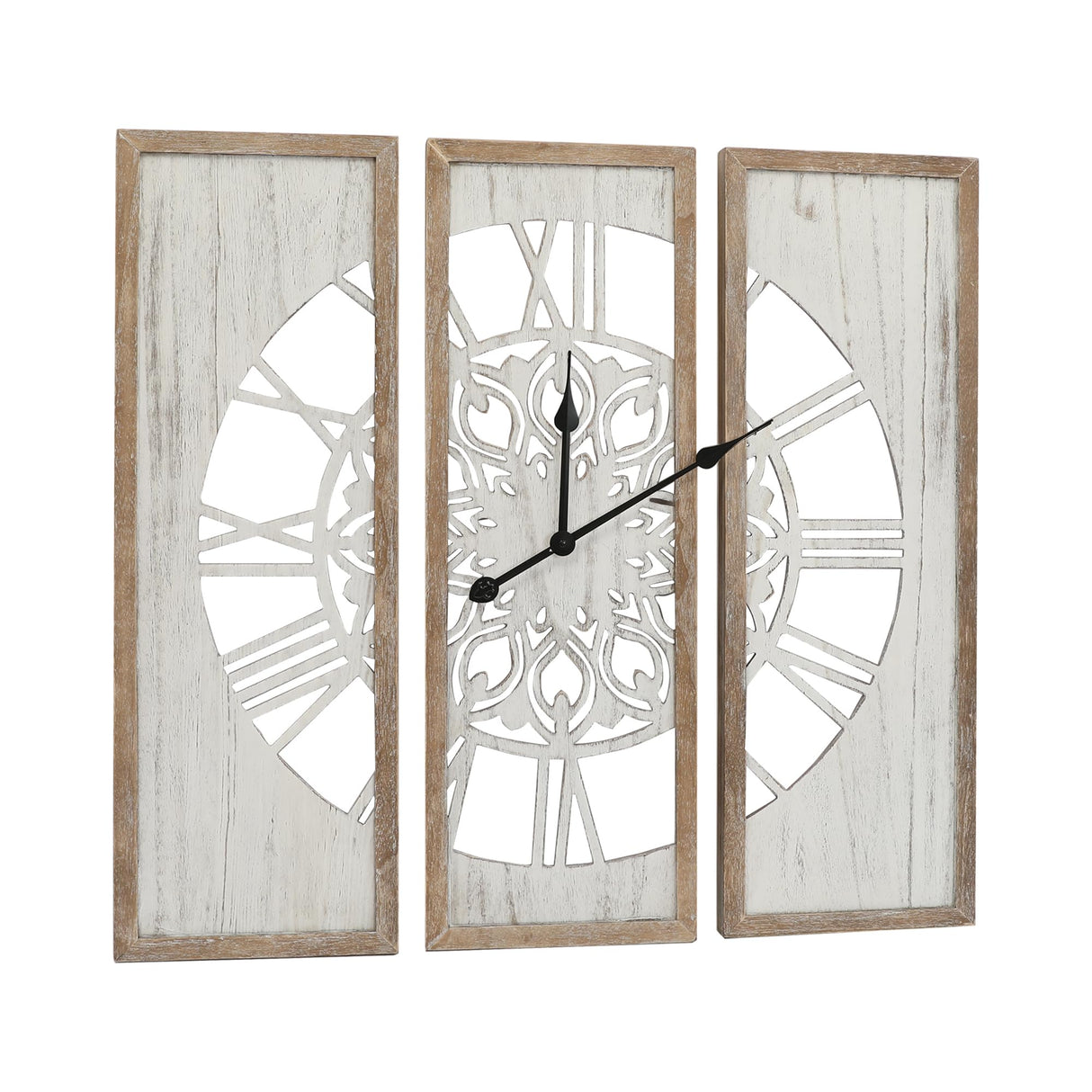 RiteSune Rustic 30" Wall Clocks for Living Room Decor, Oversized Farmhouse Wall Clock Battery Operated, Triptych Panel Wooden Large Clock Wall Art for Bedroom Entryway RiteSune