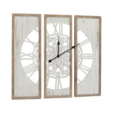 RiteSune Rustic 30" Wall Clocks for Living Room Decor, Oversized Farmhouse Wall Clock Battery Operated, Triptych Panel Wooden Large Clock Wall Art for Bedroom Entryway RiteSune