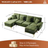 OUYESSIR U-Shaped Sectional Sofa Couch, 4 Seat Sofa Set for Living Room, Convertible L-Shaped Couch Set with Chaise Lounge, Ottoman and Pillows,114 inches (Olive Green) OUYESSIR