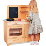 Kids Pretend Play Kitchen Wooden Montessori Playroom Furniture Nursery Decor Birthday Gift for Toddler Girl Wood Natural Baby Neutral Room (Natural) Enjoy The Wood