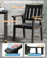 YEFU HIPS Patio Table Set: 7 Piece Outdoor Table and Chairs Dining Furniture Set with Umbrella Hole - Black Modern Plastic Dining Sets 6 Person for Outside Deck with Metal Aluminum Frame YEFU