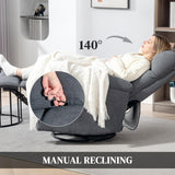 HOMCOM Swivel Rocker Recliner Chair, Wide Glider Rocking Single Sofa with Pocket Spring, Footrest, Modern Fabric Overstuffed Reclining Chair for Living Room, Bedroom, Quick Assembly, Gray HOMCOM