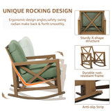 NATURAL EXPRESSIONS Rocking Bistro Set, 3 Piece Outdoor Patio Conversation Furniture Set with 2 Rockers and 1 Metal Coffee Table with Thick Cushions for Backyard,Porch,Poolside,300lbs NATURAL EXPRESSIONS