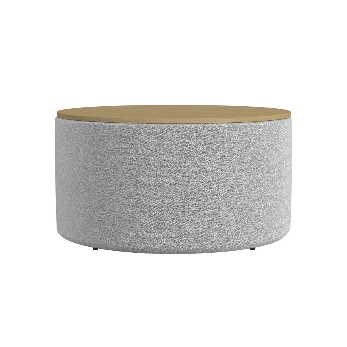 HomePop Modern Fabric Storage Ottoman with Wood Grain Laminate Top -White Cream Boucle with Gray Yarn HomePop