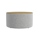 HomePop Modern Fabric Storage Ottoman with Wood Grain Laminate Top -White Cream Boucle with Gray Yarn HomePop