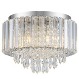 HOPGGIE 11.8 Inch Crystal Chandelier Modern Chandelier Light Mini Chandelier Semi Flush Mount Ceiling Light Fixture Small Chandelier for Bedroom Hallway Kitchen Foyer Closet (Chrome) HOPGGIE