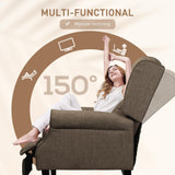 HOMCOM Vibration Massage Recliner Chair for Living Room with Heat, Wingback Single Sofa, Modern Linen Fabric Push Back Reclining Chair with Footrest, Side Pocket, Brown HOMCOM