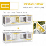PawHut Rabbit Hutch, Bunny Cage, Guinea Pig House with Pull-Out Tray, and Divided Board for Indoor, White PawHut