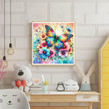 EIBEILI Diamond Painting Kits for Adults, Butterfly Flower 5D Diamond Art Kits for Beginner DIY Full Drill Diamond Dots Crystal Craft Kits for Home Wall Decor Gifts(12X12 Inch/Butterfly) EIBEILI