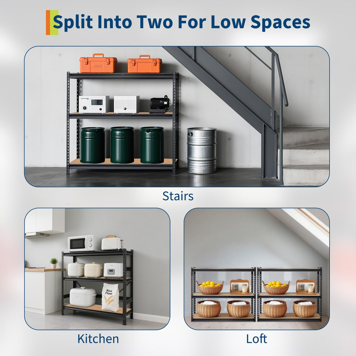 Garage Storage Shelves 5 Tiers, Heavy Duty Storage Shelving Racks with 2500 LBS Capacity, 48 " L x 18 in W x 72 in H Metal Adjustable Shelving Unit for Kitchen Pantry Basement Bathroom Laundry GarveeHome