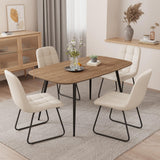 HIPIHOM 47.2'' Dining Table Set for 4,Modern Wood Dining Table,Leather Dining Chairs 4,Table and Chairs Set of 4,Ideal for Kitchen Dining Room (Walnut Color Table + 4 U-Shaped White Chairs, 47.2") HIPIHOM