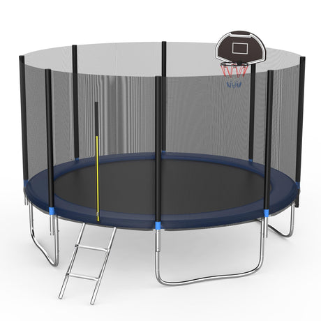 Tranpoline 12FT Tranpoline with Safety Enclosure Net,Tranpolines with Basketball Hoop,Outdoor Tranpoline and Tranpolines for Kids and Adults for Backyard Park ASTM Approved SENCHO GINSYTALIOR