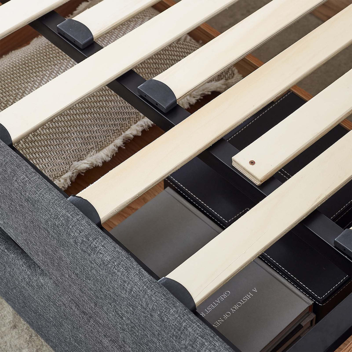 Antetek 80.5" Daybed with Drawer, Modern Button Tufted Linen Day Bed with Trundle Bed Twin to King, Upholstered Daybed Frame w/Storage Pocket for Bedroom, Living Room, No Box Spring Needed, Dark Grey Antetek