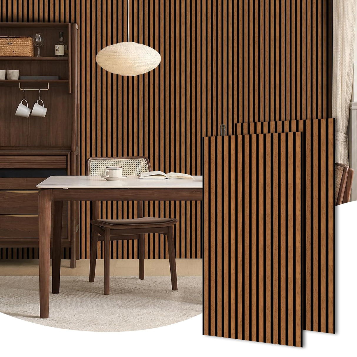 HPINUB 3D Acoustic Panels,Fluted Sound Absorbing Panel with Wood Finish for Stylish Decor and Noise Reduction,Textured Slat Wall Panels Wood Slats for Wall and Ceiling-23.6"x47.2"x2pcs(Walnut) HPNIUB