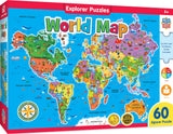 MasterPieces 60 Piece Educational Jigsaw Puzzle for Kids - World Map - 16.5"x12.75" Masterpieces