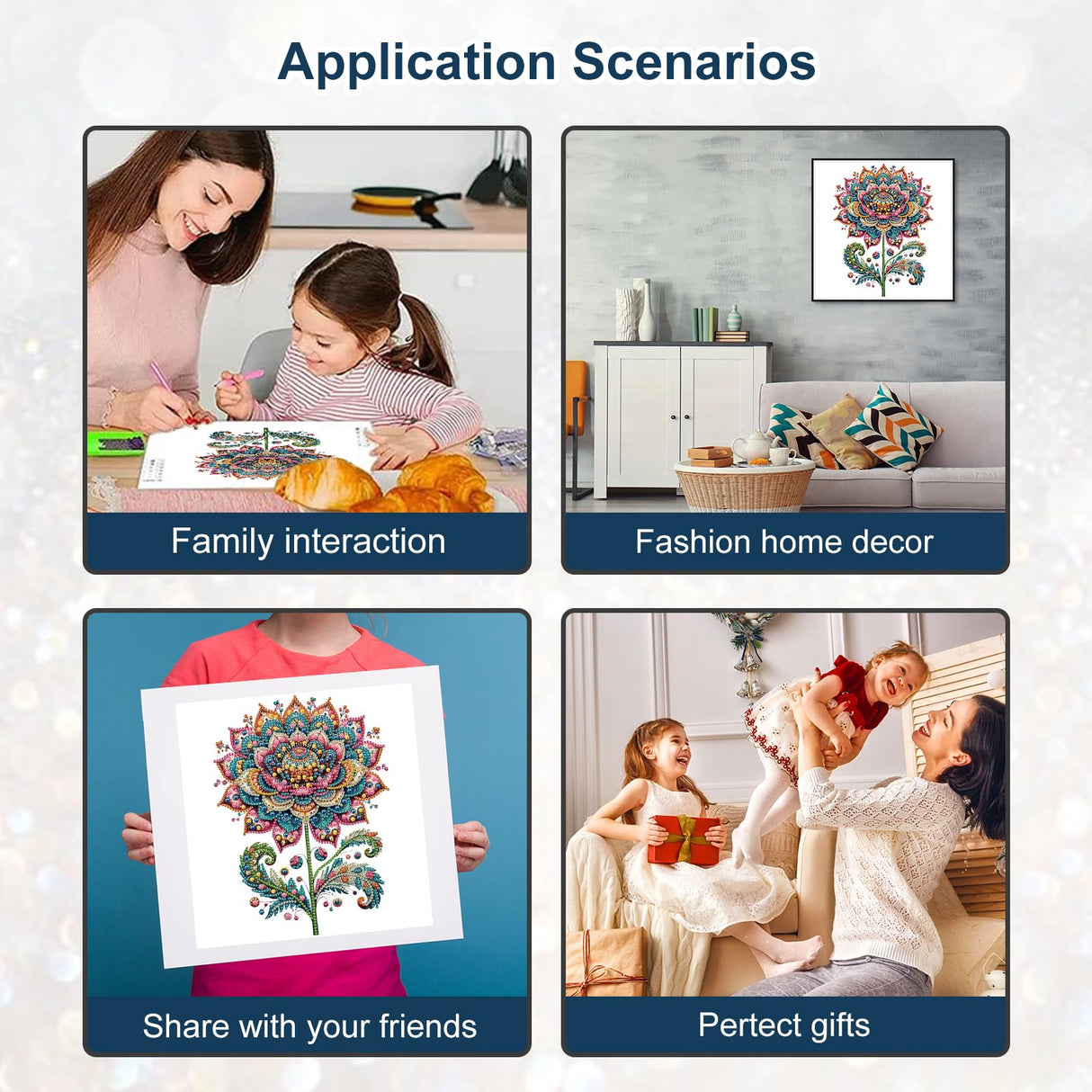 Stalente Diamond Painting Kits for Adults Lotus, 5D Special Shape Diamond Art Kits for Beginners, Crystal Rhinestones Diamond Painting for Home Wall Decoration Gift 12×12inch, Flower Stalente